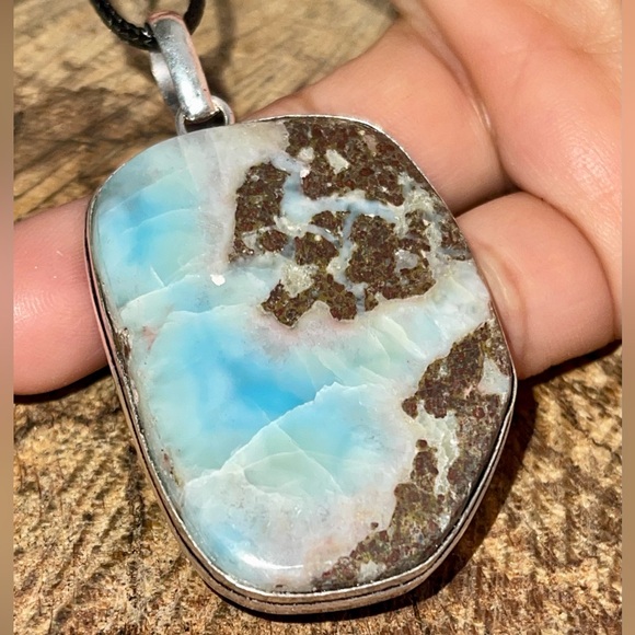 Large Dolphin Stone Large DR Larimar Pendant 2 1/2” - Picture 8 of 16
